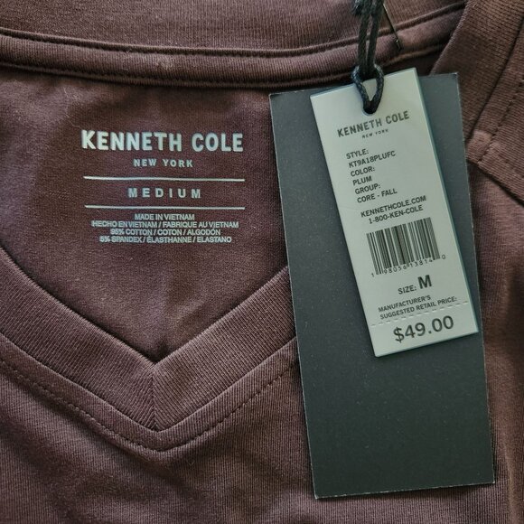Kenneth Cole V Neck Short Sleeve Stretch T shirt Men's Size M Magenta - Picture 3 of 4